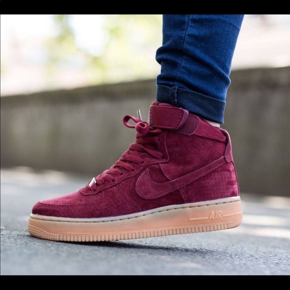 Brand New Nike Air Force 1 High Suede Burgundy - Picture 6 of 6